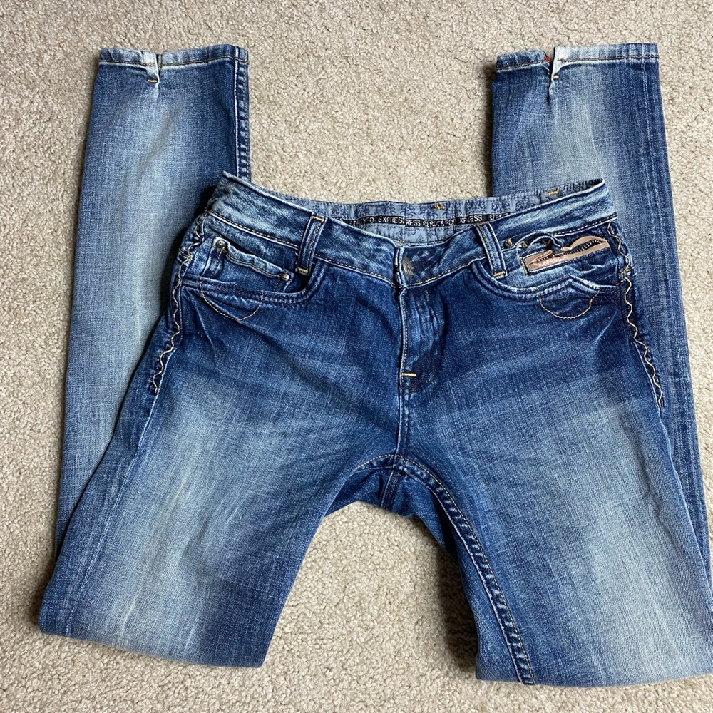Stylish Rerock for Express Jeans, Distressed, Skinny, Size 8/EUR 29